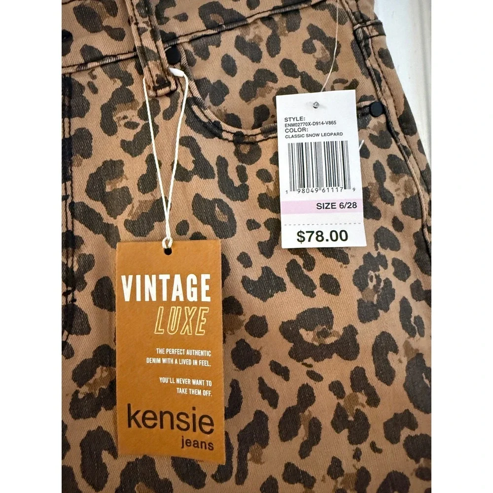 Kensie Jeans The‎ Ella High Rise Straight Snow Leopard Print Pants 6/28 NWT